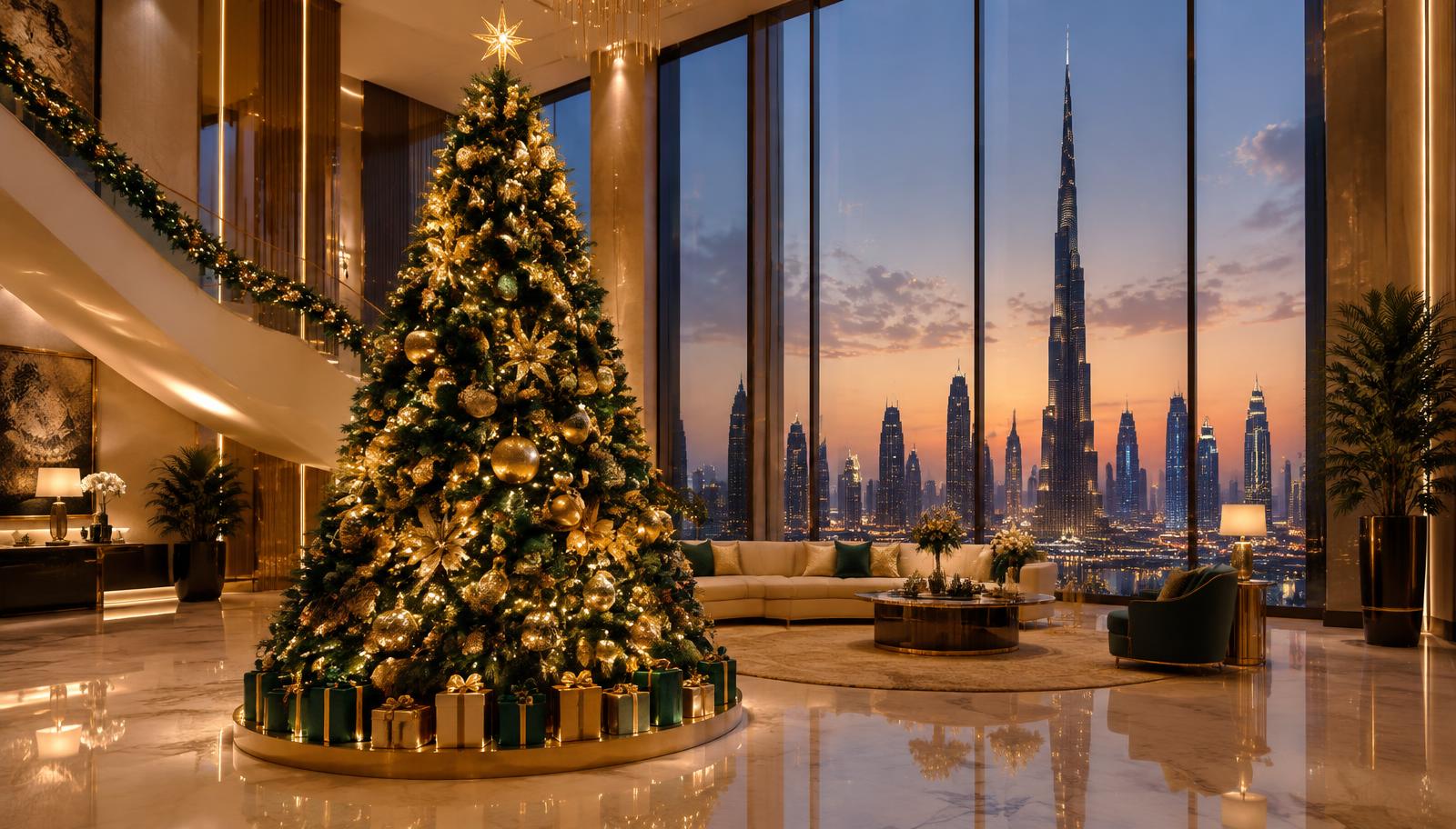 Luxury Christmas tree in a Dubai villa